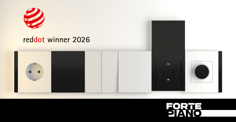 Инновационная серия розеток и выключателей FORTE&PIANO, разработанная ARCHITIME design, стала обладателем Red Dot 2026
